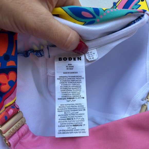 Boden Swimsuit One Piece Plus Sz 16-18 Colorful Santorini Halter Padded Resort - Picture 8 of 16